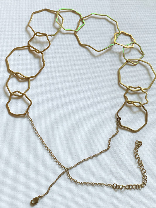 Geometric Honeycomb Statement Necklace (Anti Tarnish)