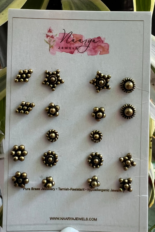 Antique Glow Everyday Studs set of 9 pairs