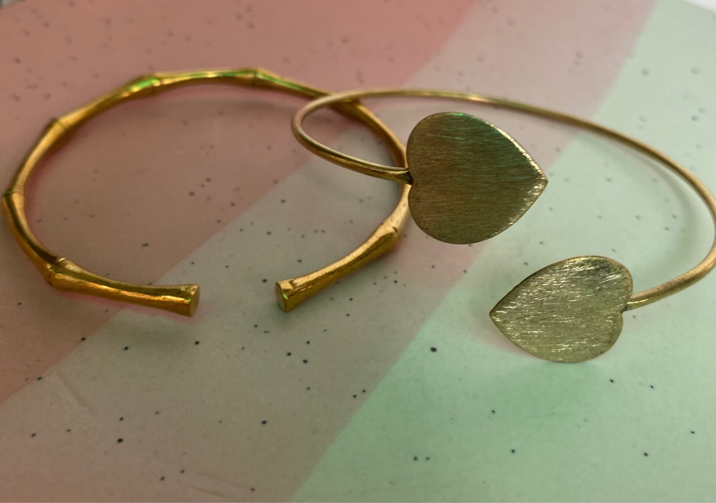 Heartline Duo & Bamboo Inspired Open Cuff Bracelet Combo (Anti Tarnish)