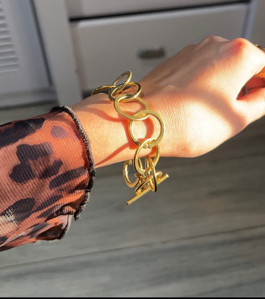 Solid Gold Round Link Bracelet (Anti tarnish)