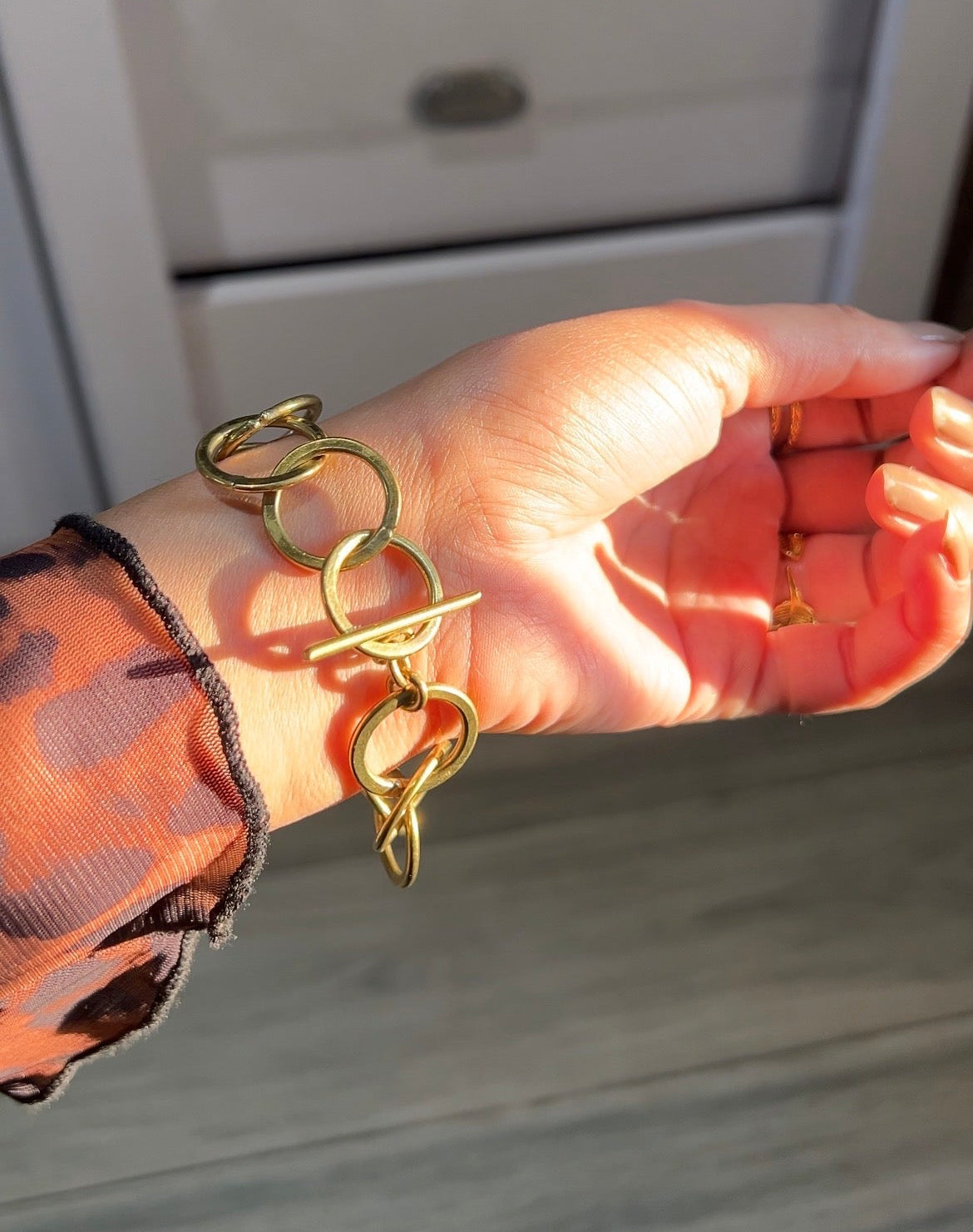 Solid Gold Round Link Bracelet (Anti tarnish)