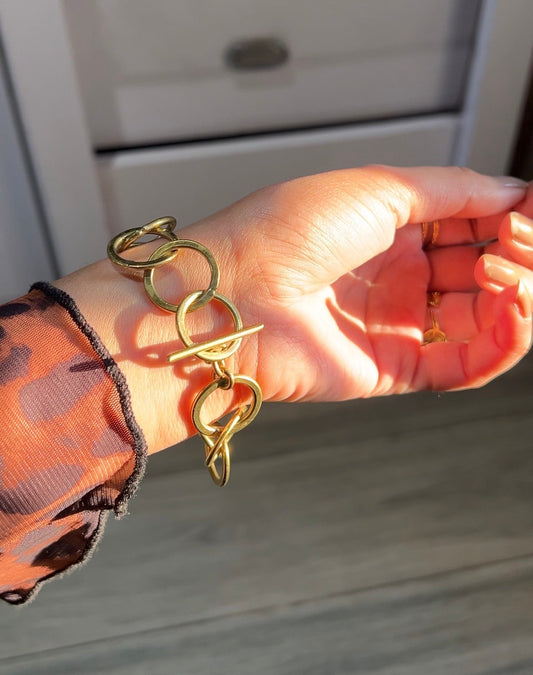 Solid Gold Round Link Bracelet (Anti tarnish)