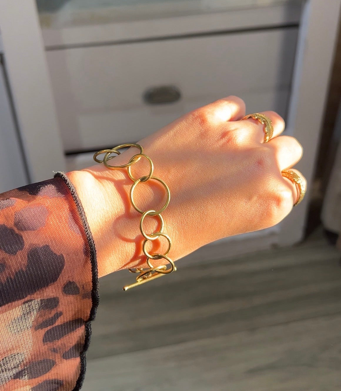 Circle Link  Brass Bracelet (Anti Tarnish)