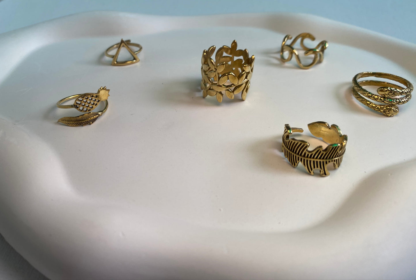 Golden Grace Adjustable Ring Set – Combo of 6