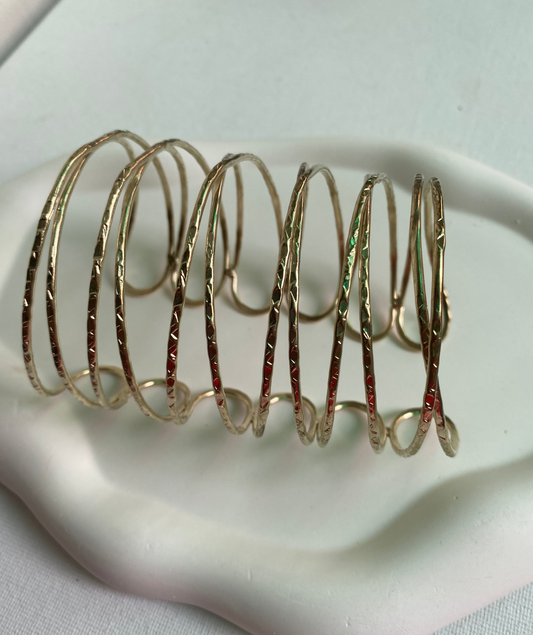 Hammered Gold Loop statement Cuff Bracelet