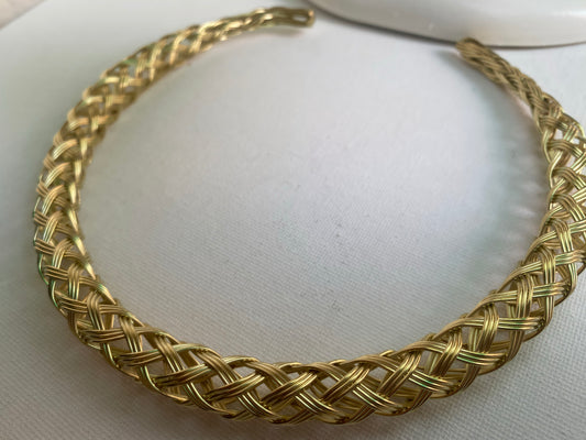 Braided Gold Brass Necklace (Anti Tarnish)