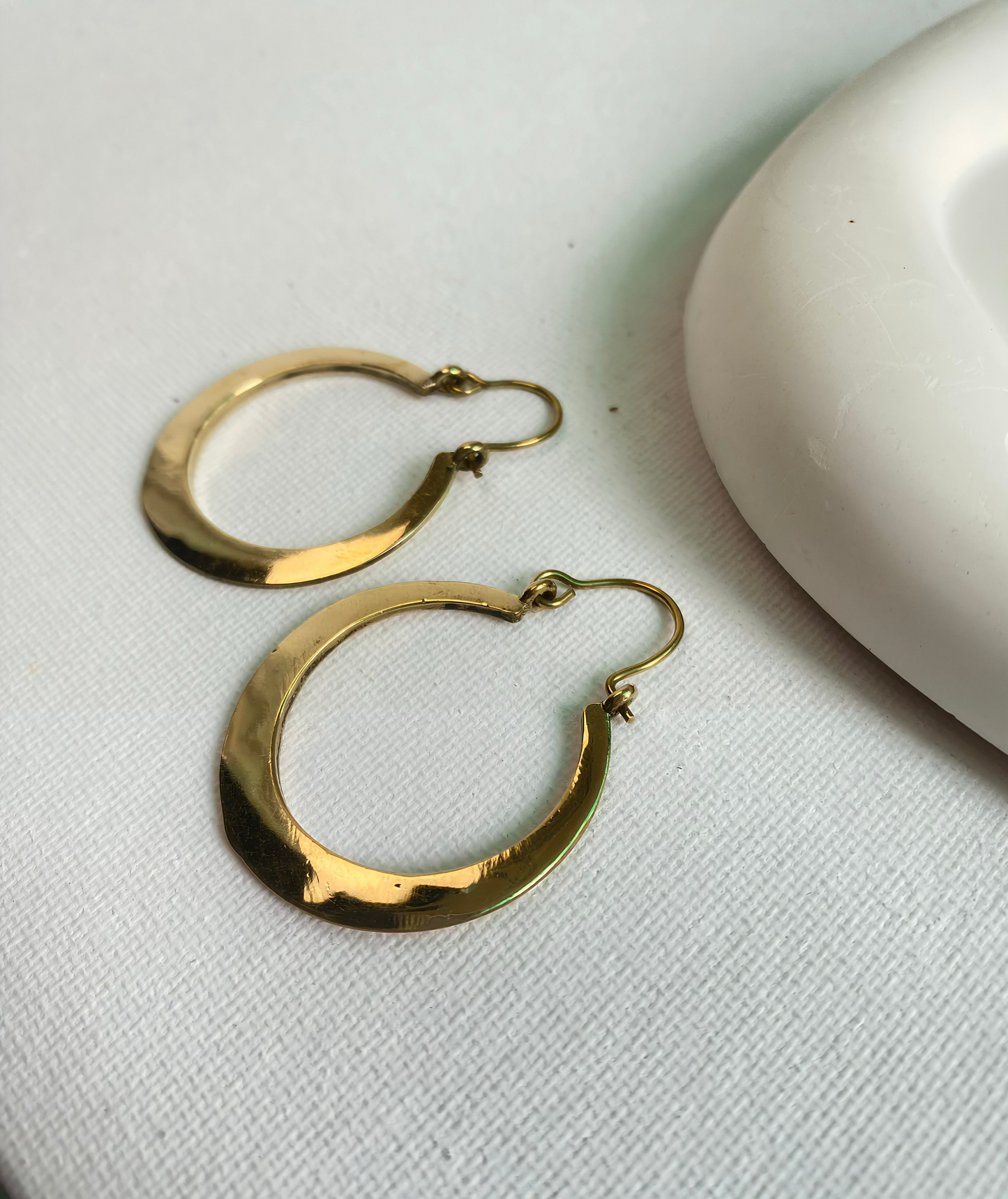 Flat Hoop Brass Earrings (Anti Tarnish)