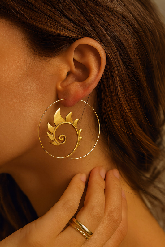 Sacred Spiral Brass Earring (Anti Tarnish )