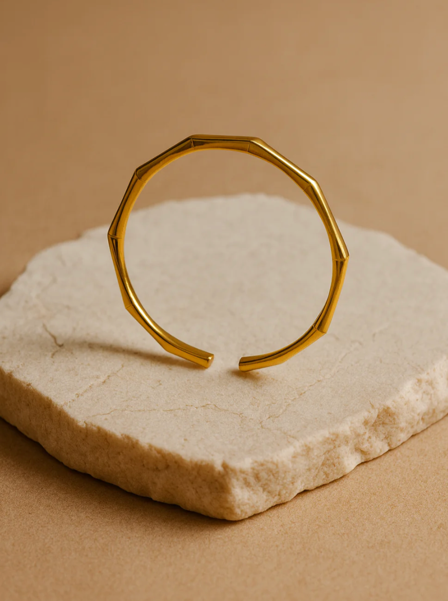 Heartline Duo & Bamboo Inspired Open Cuff Bracelet Combo (Anti Tarnish)