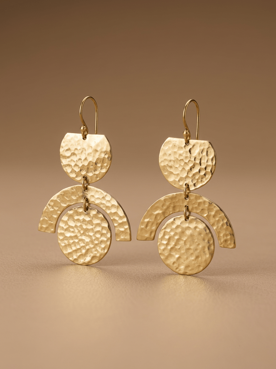 Naarya Jewels Aurelle Hammered Drop Earrings (Anti Tarnish)