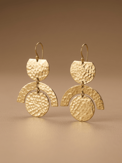 Naarya Jewels Aurelle Hammered Drop Earrings (Anti Tarnish)