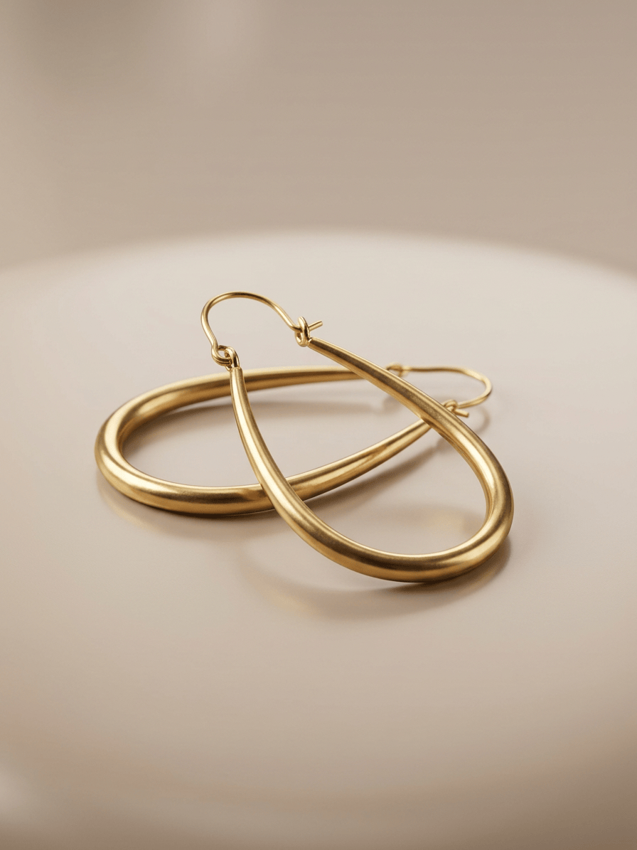 Naarya Jewels Golden Teardrop Hoops (Anti Tarnish)
