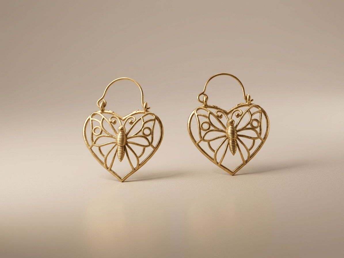 Naarya Jewels Butterfly Heart Hoops ( Anti Tarnish)