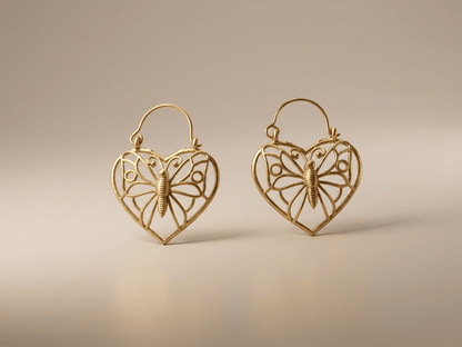 Naarya Jewels Butterfly Heart Hoops ( Anti Tarnish)