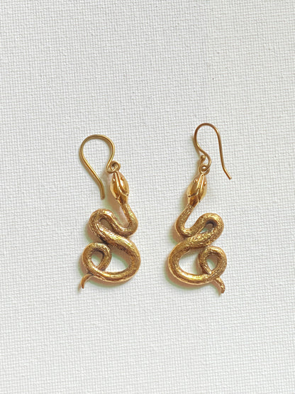 Interwined Snake Drop Brass Earrings (Anti Tarnish)