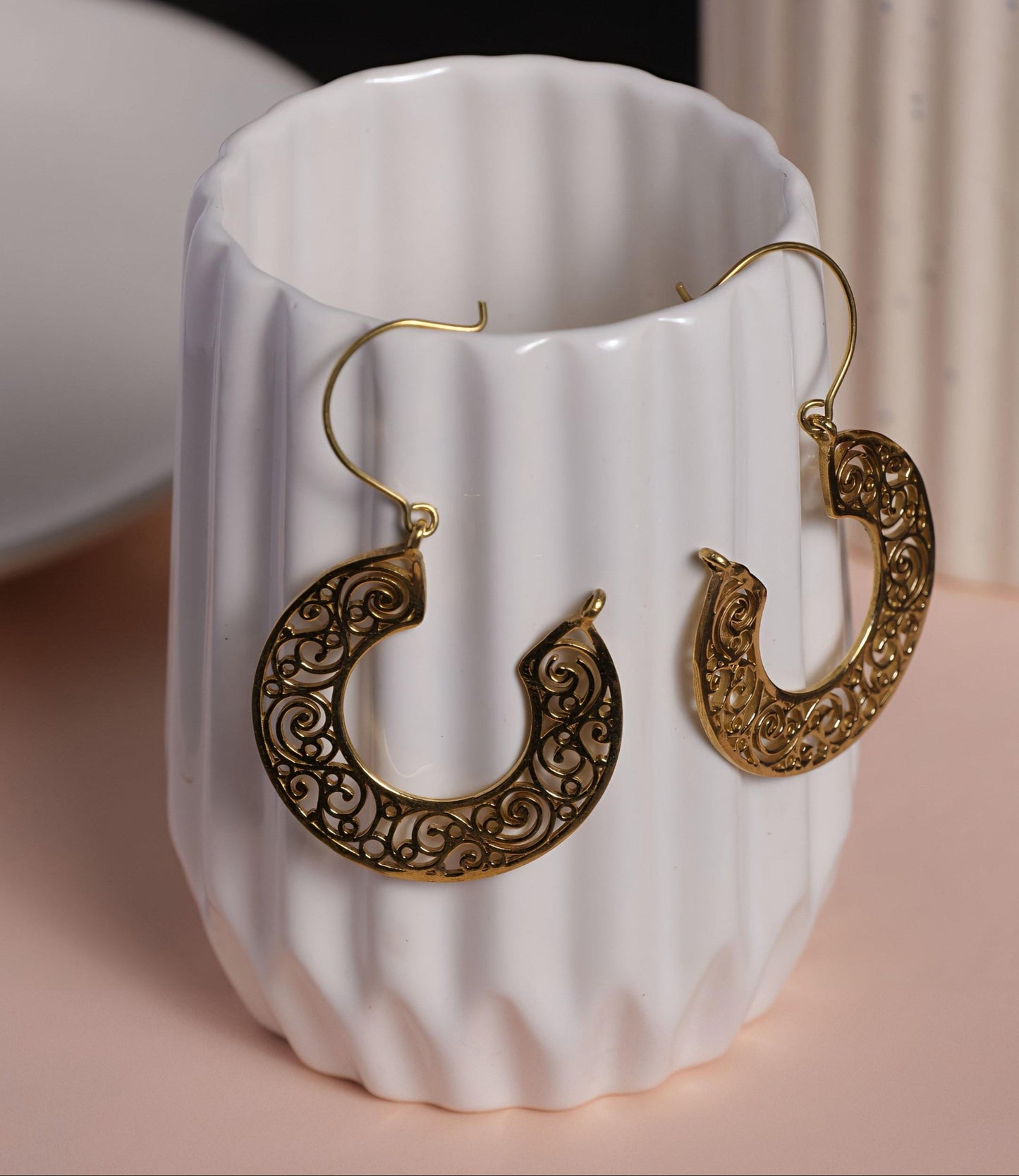 Whirl Wind Pattern Brass Earrings (Anti Tarnish)