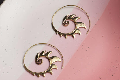 Sacred Spiral Brass Earring (Anti Tarnish )