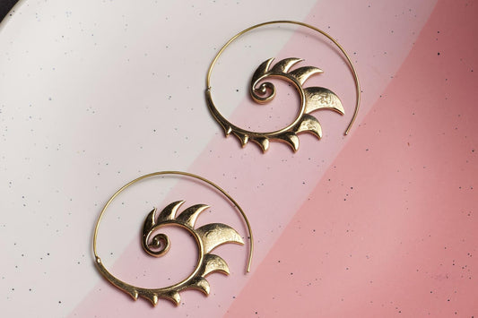 Sacred Spiral Brass Earring (Anti Tarnish )