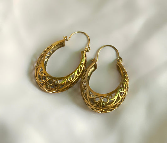 Meher Loop Statement Earring- Filigree art Brass Earring (Anti Tarnish)