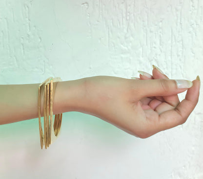 Hammered Square Statement Bangles set of 4 (Anti Tarnish)
