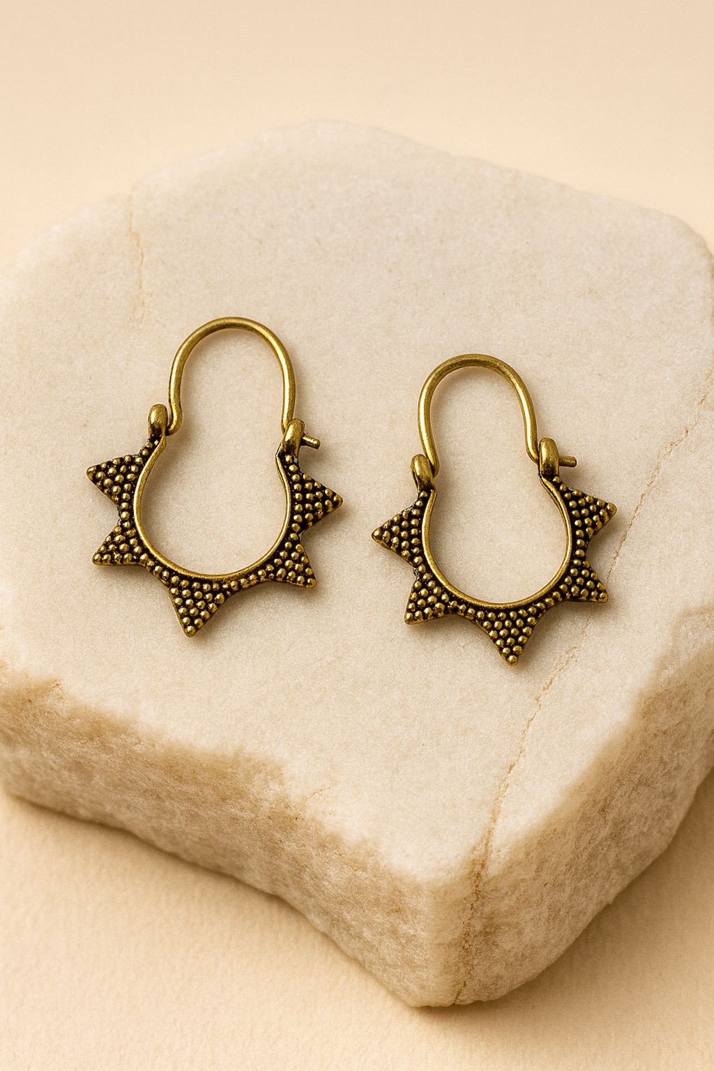 Spiked Sunburst Hoops Earrings