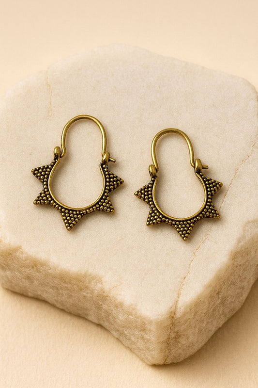 Spiked Sunburst Hoops Earrings