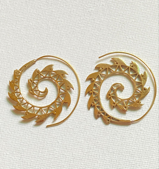 Leaf Swirl Brass Earring (Anti Tarnish )