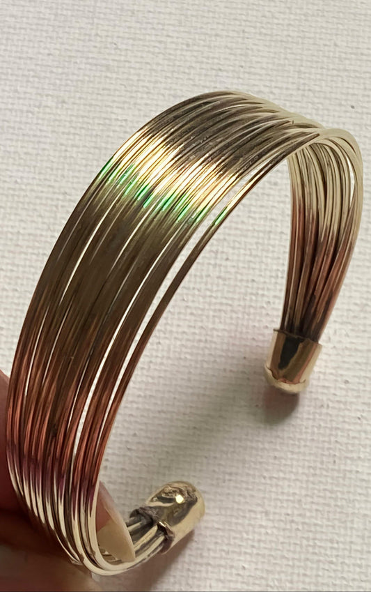 Multi Strand Gold Brass Cuff (Anti Tarnish)