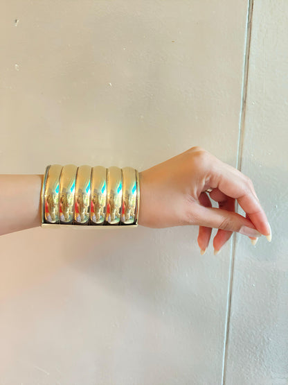 Statement Stacked Row Brass Bangle