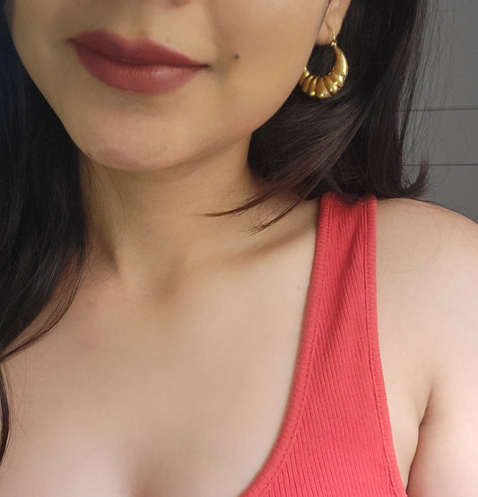 Demi Circle Gold Hoop Earrings  (Anti Tarnish)
