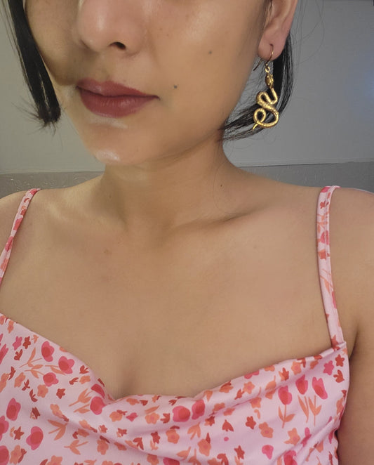 Interwined Snake Drop Brass Earrings (Anti Tarnish)