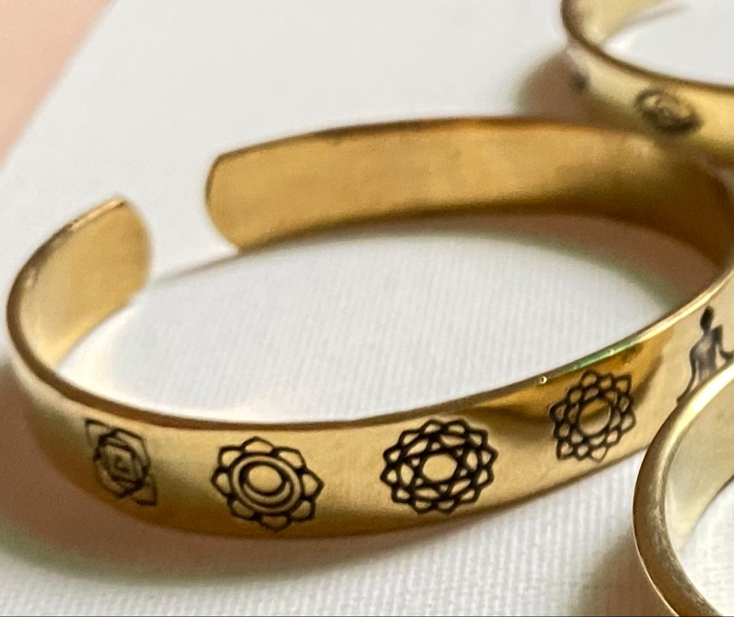 Engraved Chakra Harmony Brass Bangle (Anti Tarnish)
