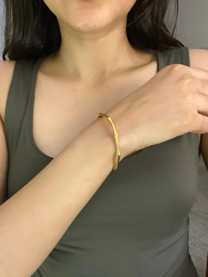 Heartline Duo & Bamboo Inspired Open Cuff Bracelet Combo (Anti Tarnish)