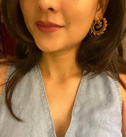Leaf Swirl Brass Earring (Anti Tarnish )
