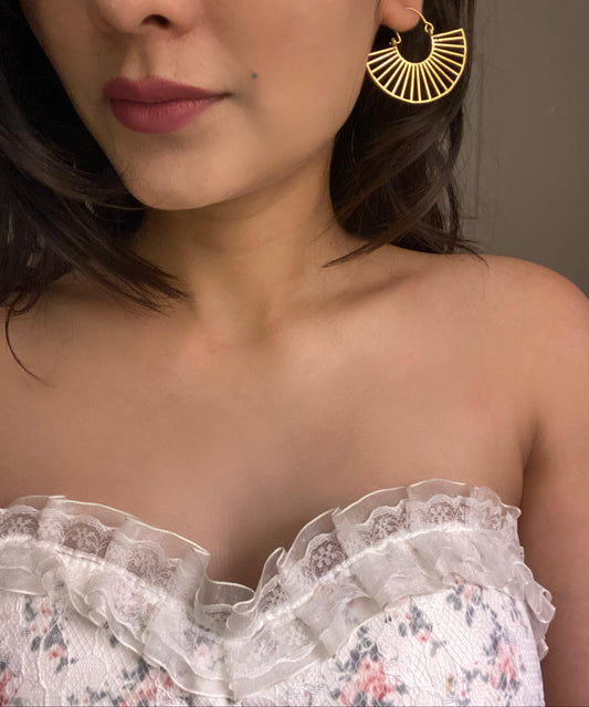 Flat brass and Linear Fan Hoops Combo (Anti Tarnish)