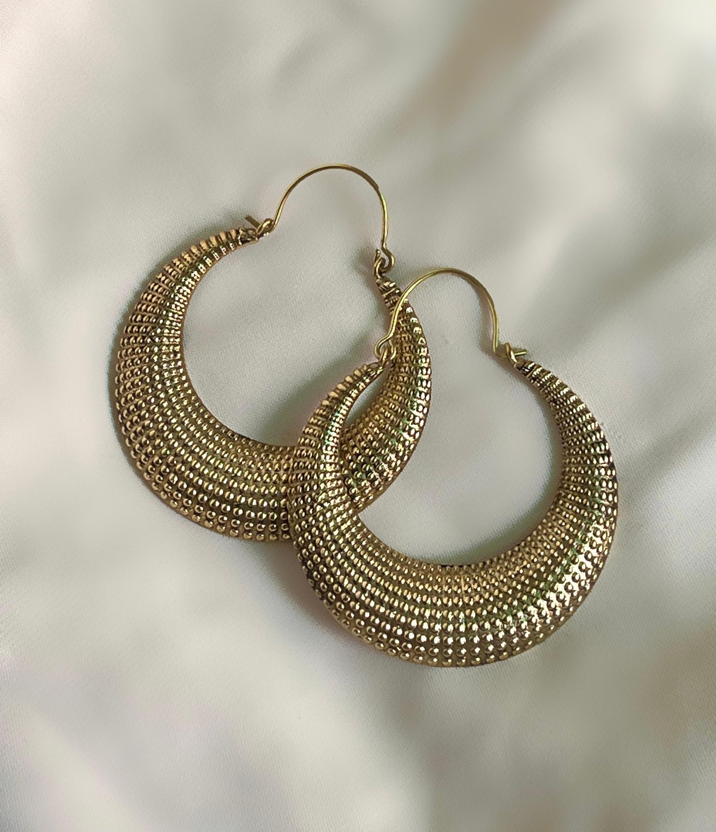 Zariya Textured Crescent Hoops Brass Earring (Anti Tarnish)