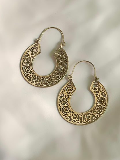 Whirl Wind Pattern Brass Earrings (Anti Tarnish)