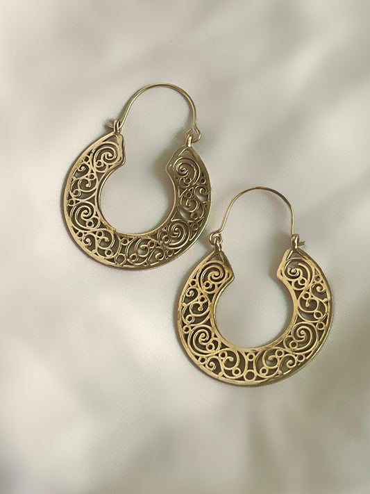 Whirl Wind Pattern Brass Earrings (Anti Tarnish)
