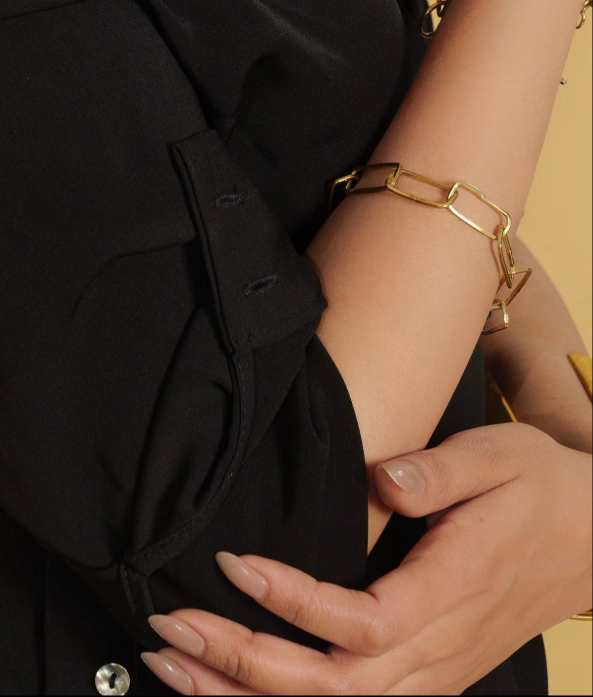 Rectangular Link Brass Bracelet (Anti Tarnish)