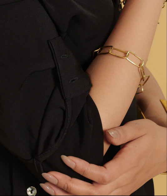 Rectangular Link Brass Bracelet (Anti Tarnish)